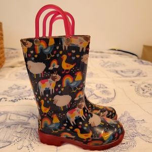 Western Chief Toddler Girls Rainbow Farm Lighted Navy Pull On 5/6